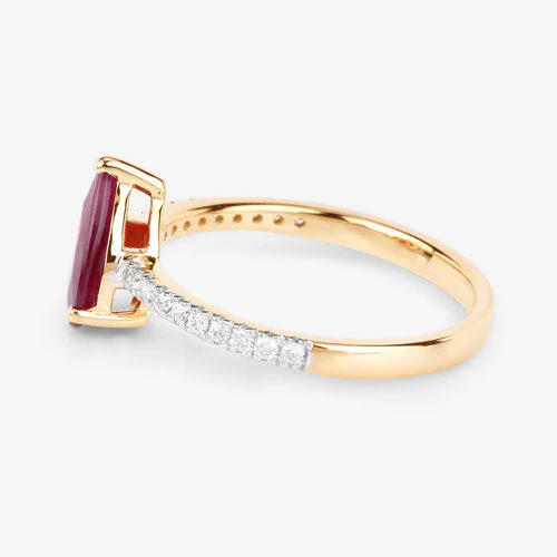 1.68 Carat Genuine Ruby and White Diamond 14K Yellow Gold Ring - Image 6