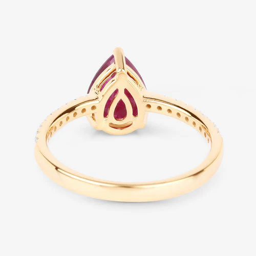 1.68 Carat Genuine Ruby and White Diamond 14K Yellow Gold Ring - Image 7