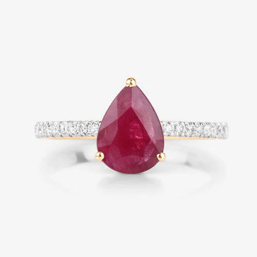 1.68 Carat Genuine Ruby and White Diamond 14K Yellow Gold Ring - Image 8