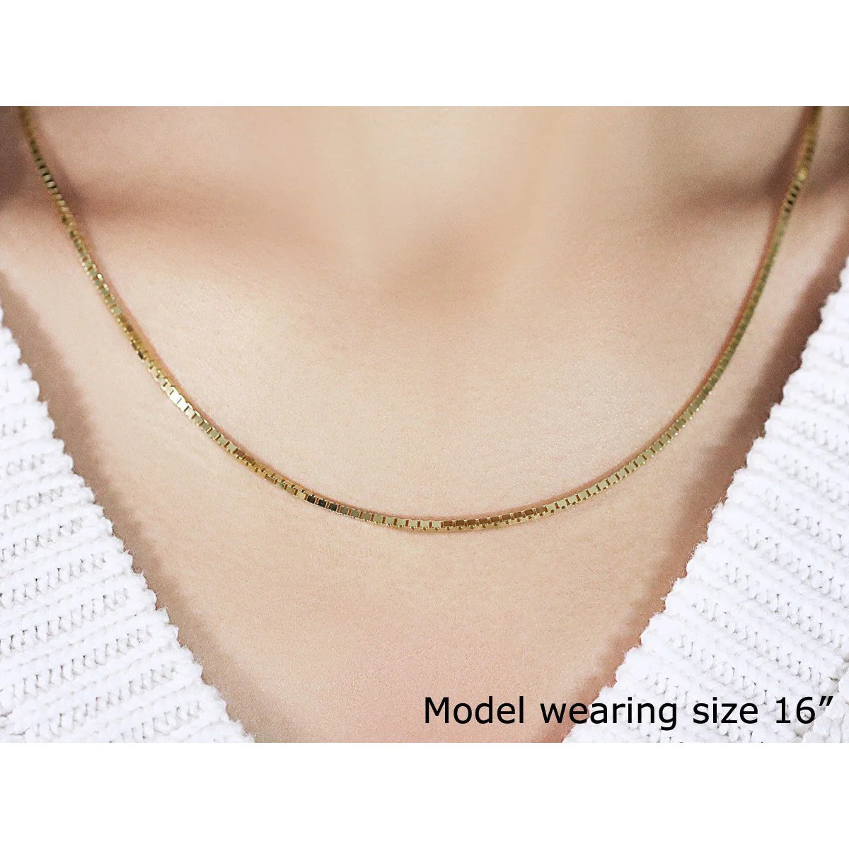 1.6mm 14K Yellow Gold Classic Box Chain - Image 4