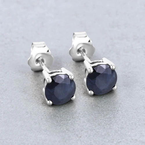 1.70 Carat Genuine Blue Sapphire 10K White Gold Earrings - Image 4
