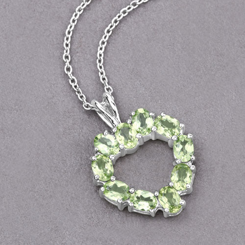 1.70 Carat Genuine Peridot .925 Sterling Silver Pendant - Image 8