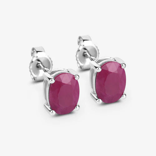 1.70 Carat Genuine Ruby 10K White Gold Earrings - Image 6