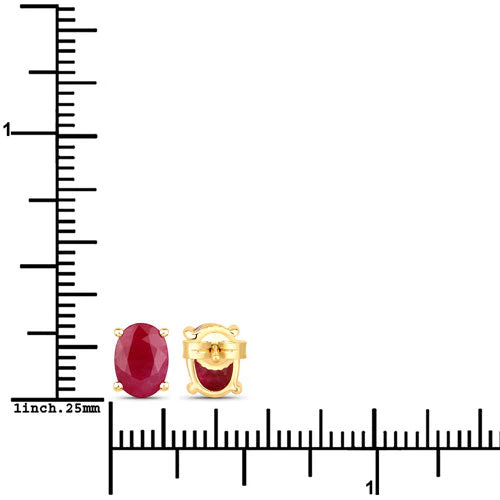 1.70 Carat Genuine Ruby 10K Yellow Gold Earrings - Image 3