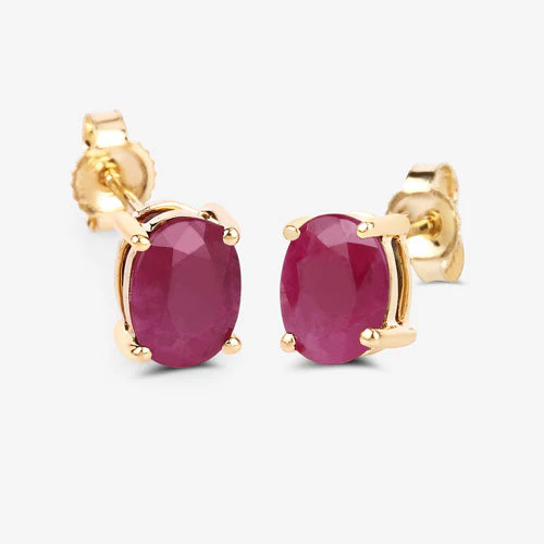 1.70 Carat Genuine Ruby 10K Yellow Gold Earrings - Image 7