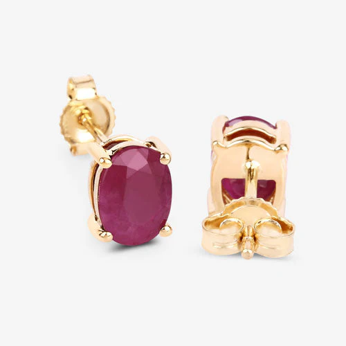 1.70 Carat Genuine Ruby 10K Yellow Gold Earrings - Image 9
