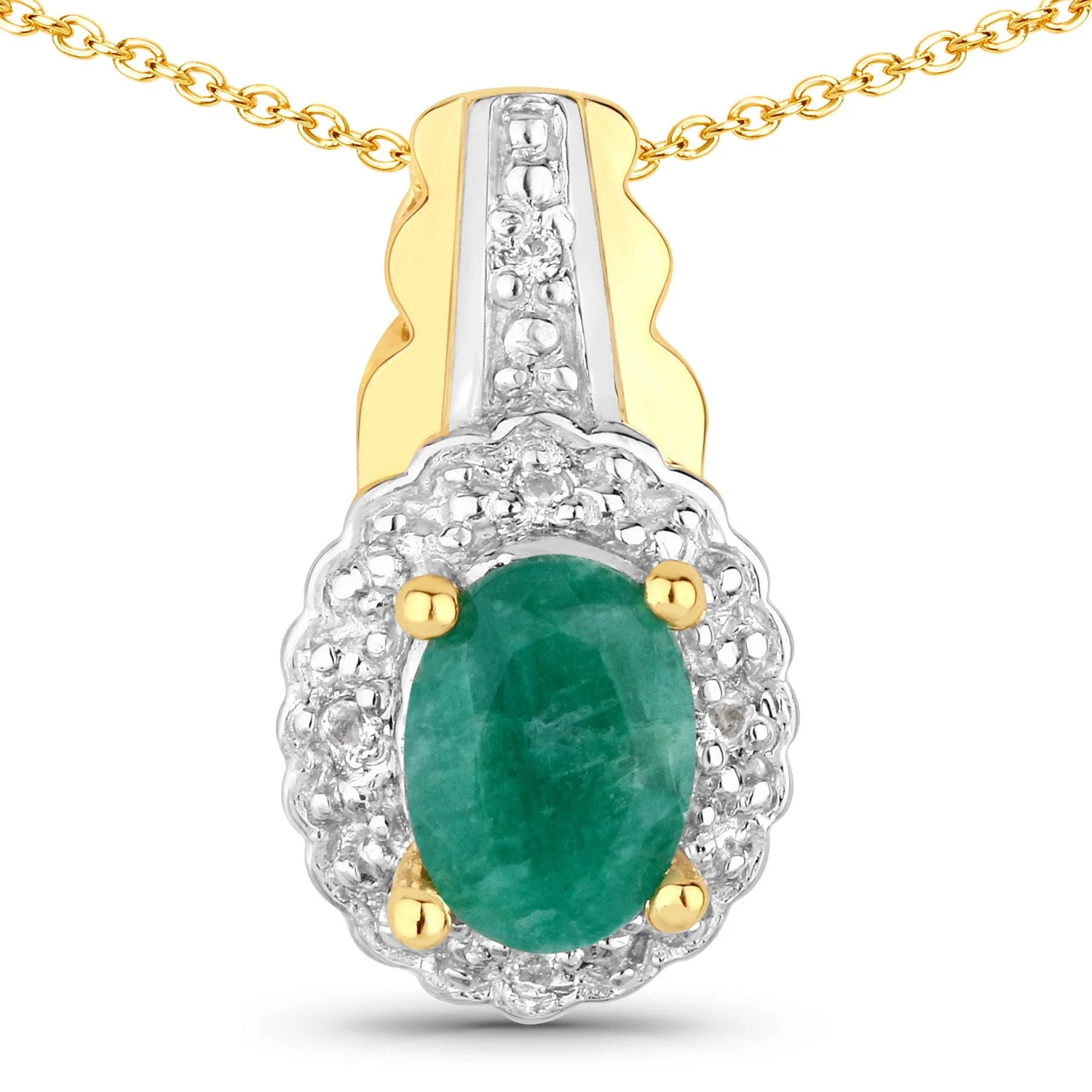 1.71 Carat Dyed Emerald and White Topaz .925 Sterling Silver Jewelry Set - Image 2