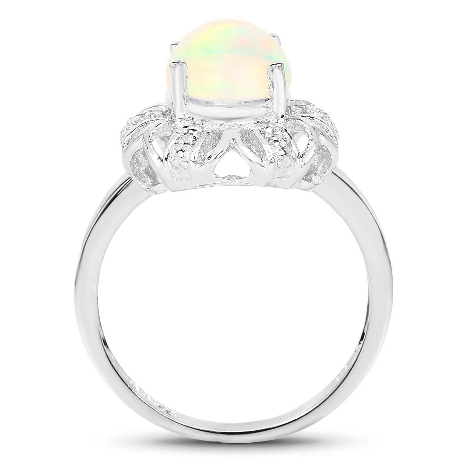 1.73 Carat Genuine Ethiopian Opal & White Topaz .925 Sterling Silver Ring - Image 2