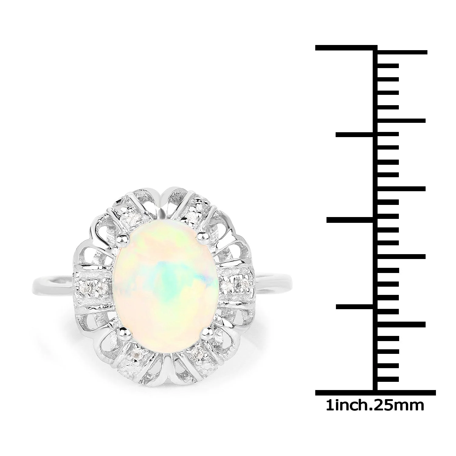 1.73 Carat Genuine Ethiopian Opal & White Topaz .925 Sterling Silver Ring - Image 3