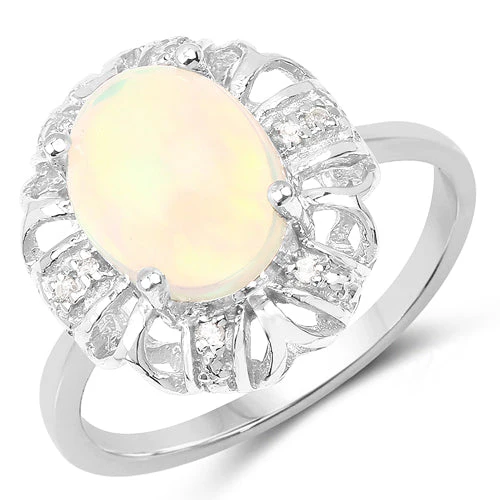 1.73 Carat Genuine Ethiopian Opal & White Topaz .925 Sterling Silver Ring - Image 4