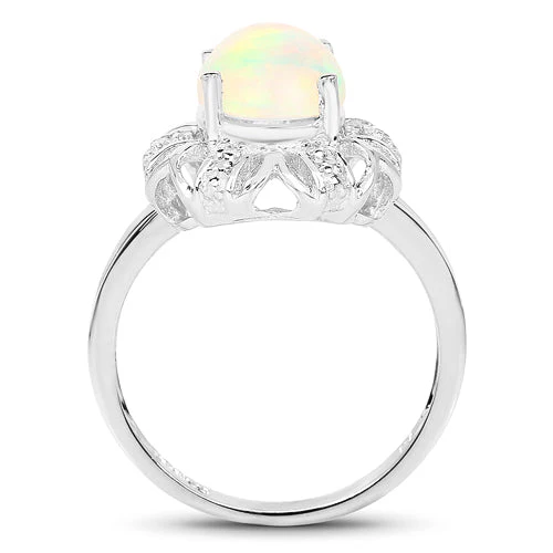1.73 Carat Genuine Ethiopian Opal & White Topaz .925 Sterling Silver Ring - Image 5