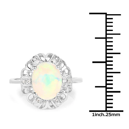 1.73 Carat Genuine Ethiopian Opal & White Topaz .925 Sterling Silver Ring - Image 6