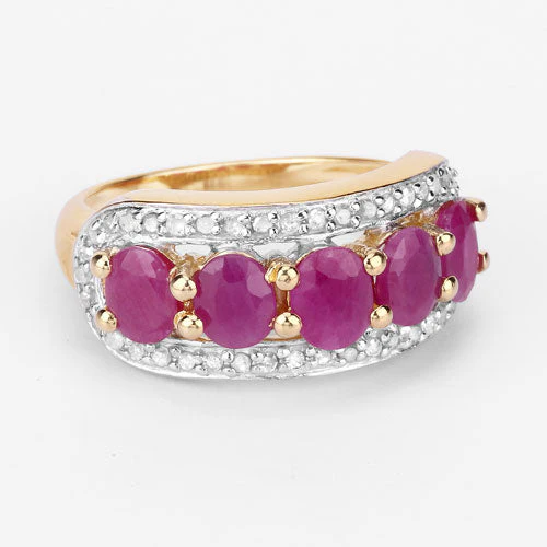 1.74 Carat Genuine Ruby and White Diamond .925 Sterling Silver Ring - Image 14
