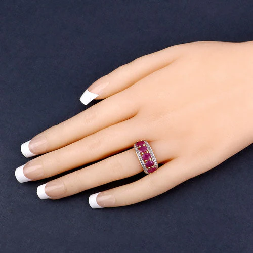 1.74 Carat Genuine Ruby and White Diamond .925 Sterling Silver Ring - Image 19