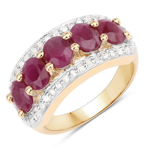 1.74 Carat Genuine Ruby and White Diamond .925 Sterling Silver Ring - Image 8
