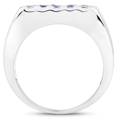 1.75 Carat Genuine Tanzanite .925 Sterling Silver Ring - Image 2