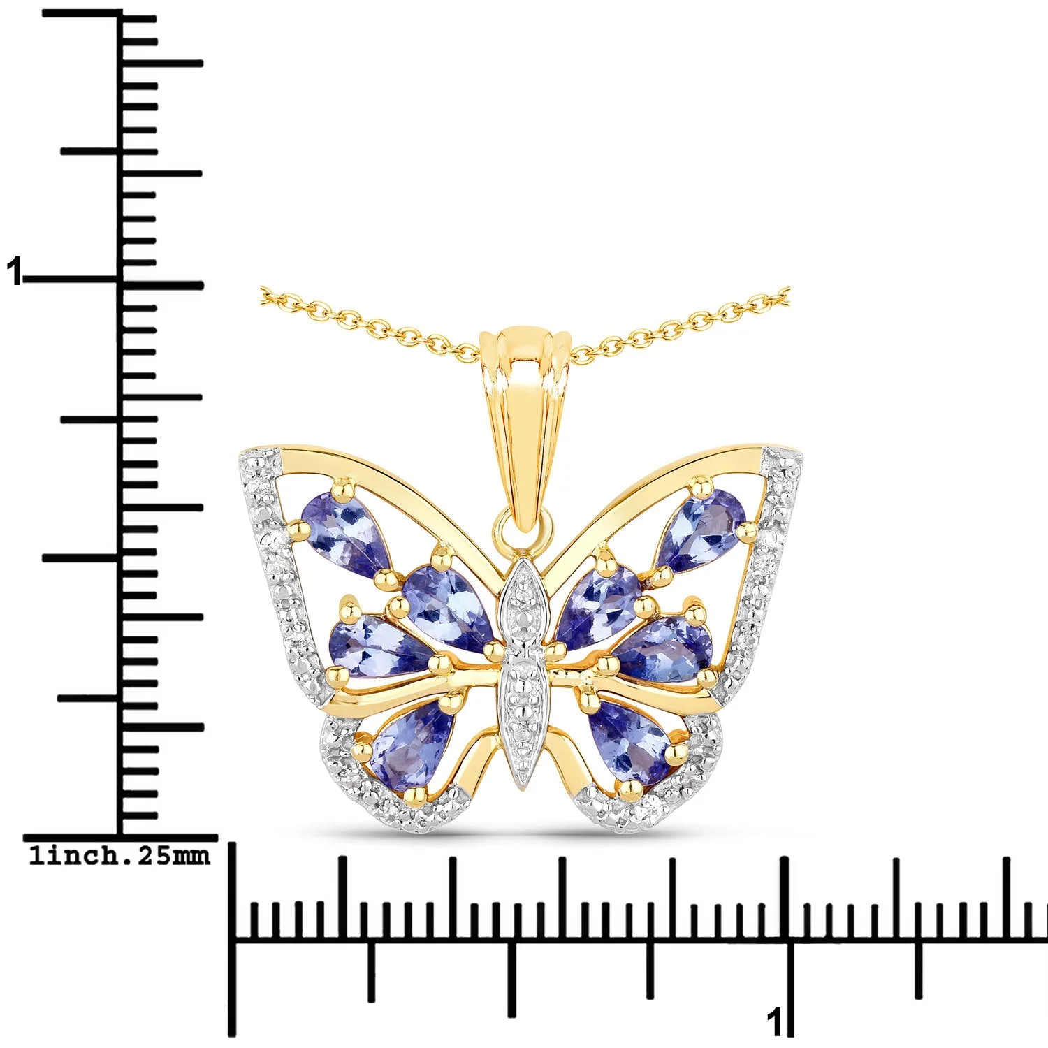 1.75 Carat Genuine Tanzanite and White Zircon .925 Sterling Silver Pendant - Image 3