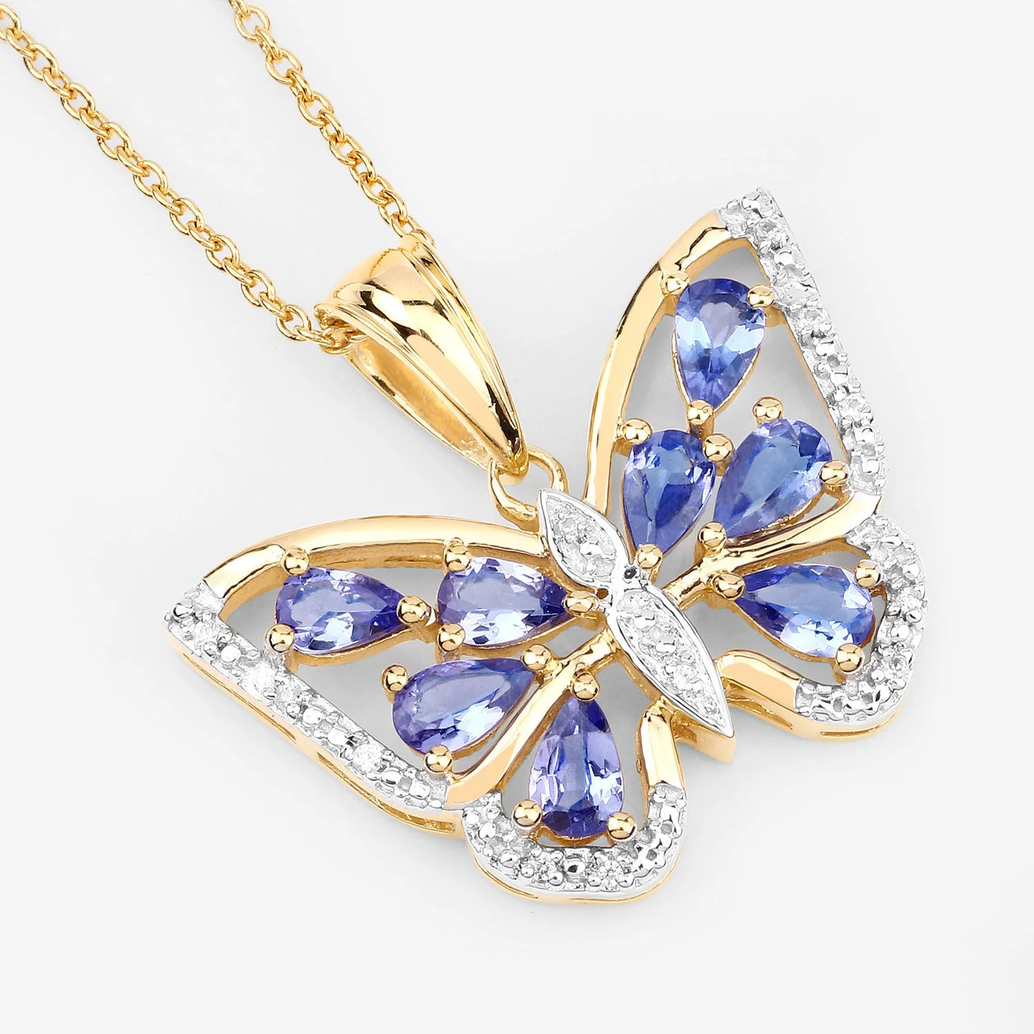 1.75 Carat Genuine Tanzanite and White Zircon .925 Sterling Silver Pendant - Image 4