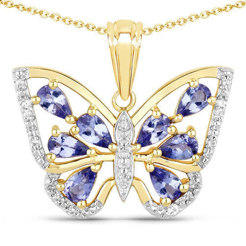 1.75 Carat Genuine Tanzanite and White Zircon .925 Sterling Silver Pendant - Image 5