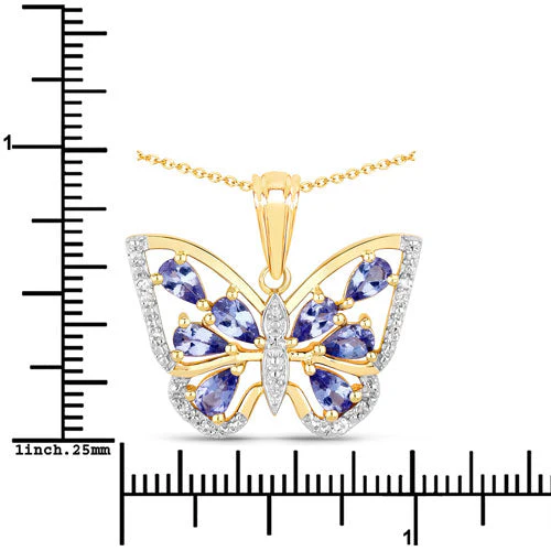 1.75 Carat Genuine Tanzanite and White Zircon .925 Sterling Silver Pendant - Image 7