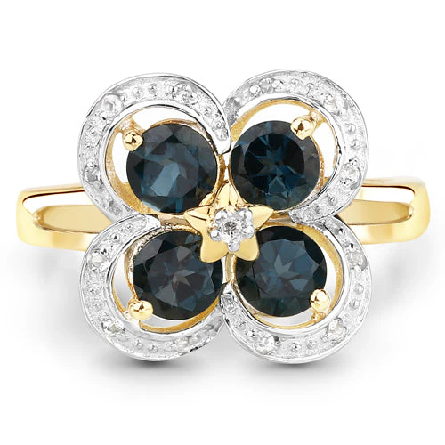 1.76 Carat Genuine London Blue Topaz and White Topaz .925 Sterling Silver Ring - Image 6