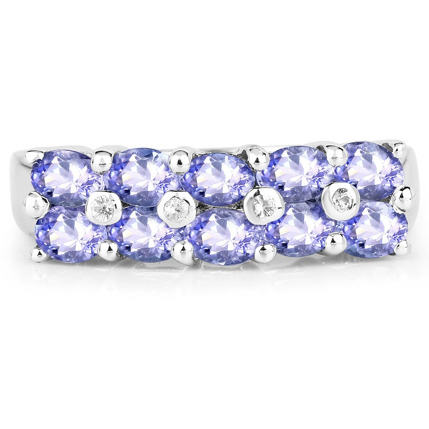 1.76 Carat Genuine Tanzanite and White Sapphire .925 Sterling Silver Ring - Image 3