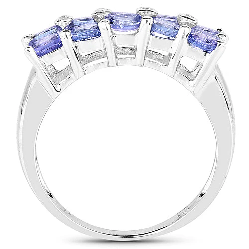 1.76 Carat Genuine Tanzanite and White Sapphire .925 Sterling Silver Ring - Image 5
