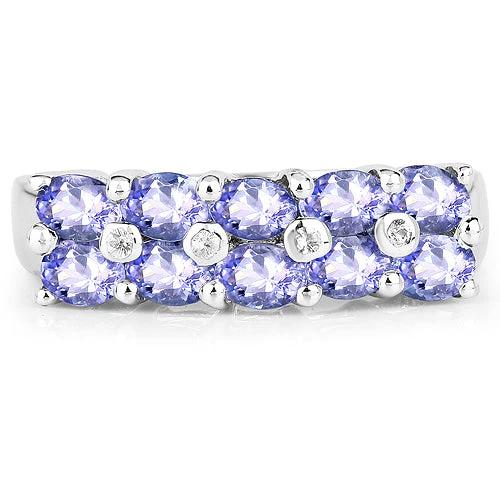 1.76 Carat Genuine Tanzanite and White Sapphire .925 Sterling Silver Ring - Image 6