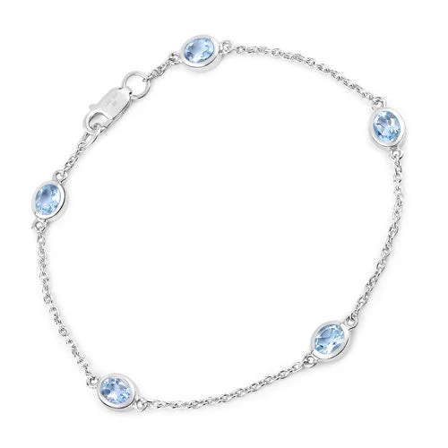 1.80 Carat Genuine Blue Topaz .925 Sterling Silver Bracelet