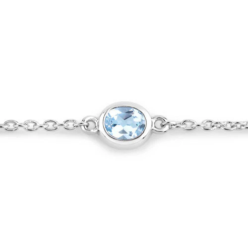 1.80 Carat Genuine Blue Topaz .925 Sterling Silver Bracelet - Image 2