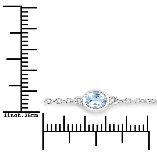 1.80 Carat Genuine Blue Topaz .925 Sterling Silver Bracelet - Image 3