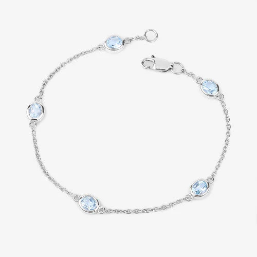 1.80 Carat Genuine Blue Topaz .925 Sterling Silver Bracelet - Image 6