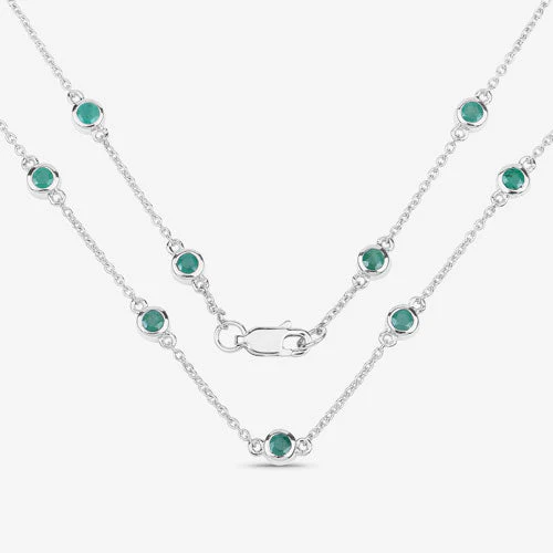 1.80 Carat Genuine Emerald .925 Sterling Silver Necklace - Image 10