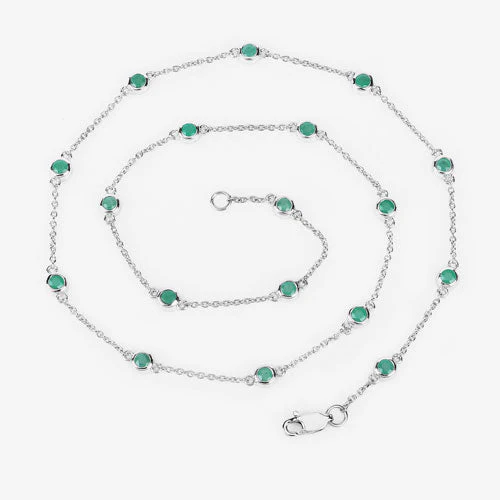1.80 Carat Genuine Emerald .925 Sterling Silver Necklace - Image 11
