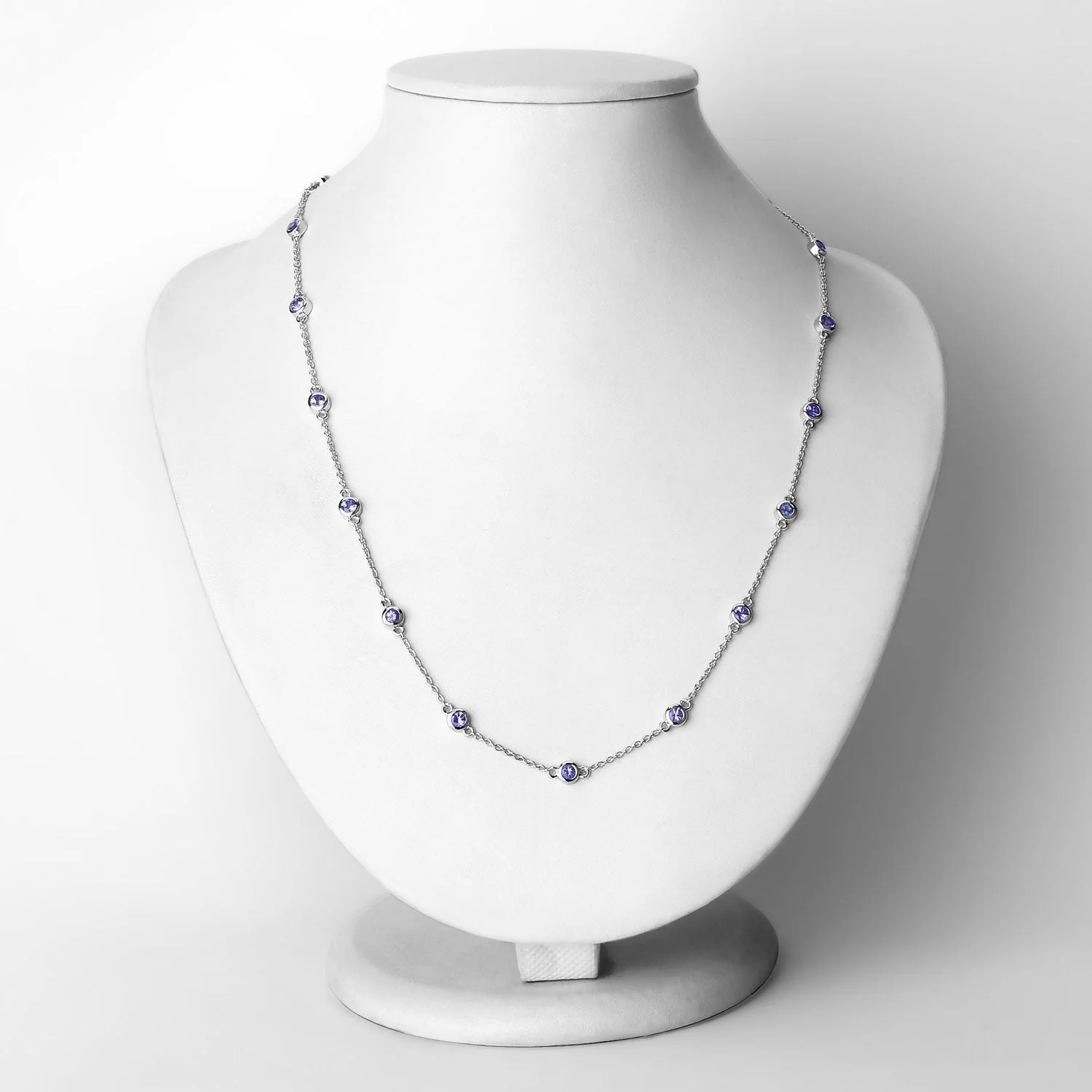 1.80 Carat Genuine Tanzanite .925 Sterling Silver Necklace - Image 2