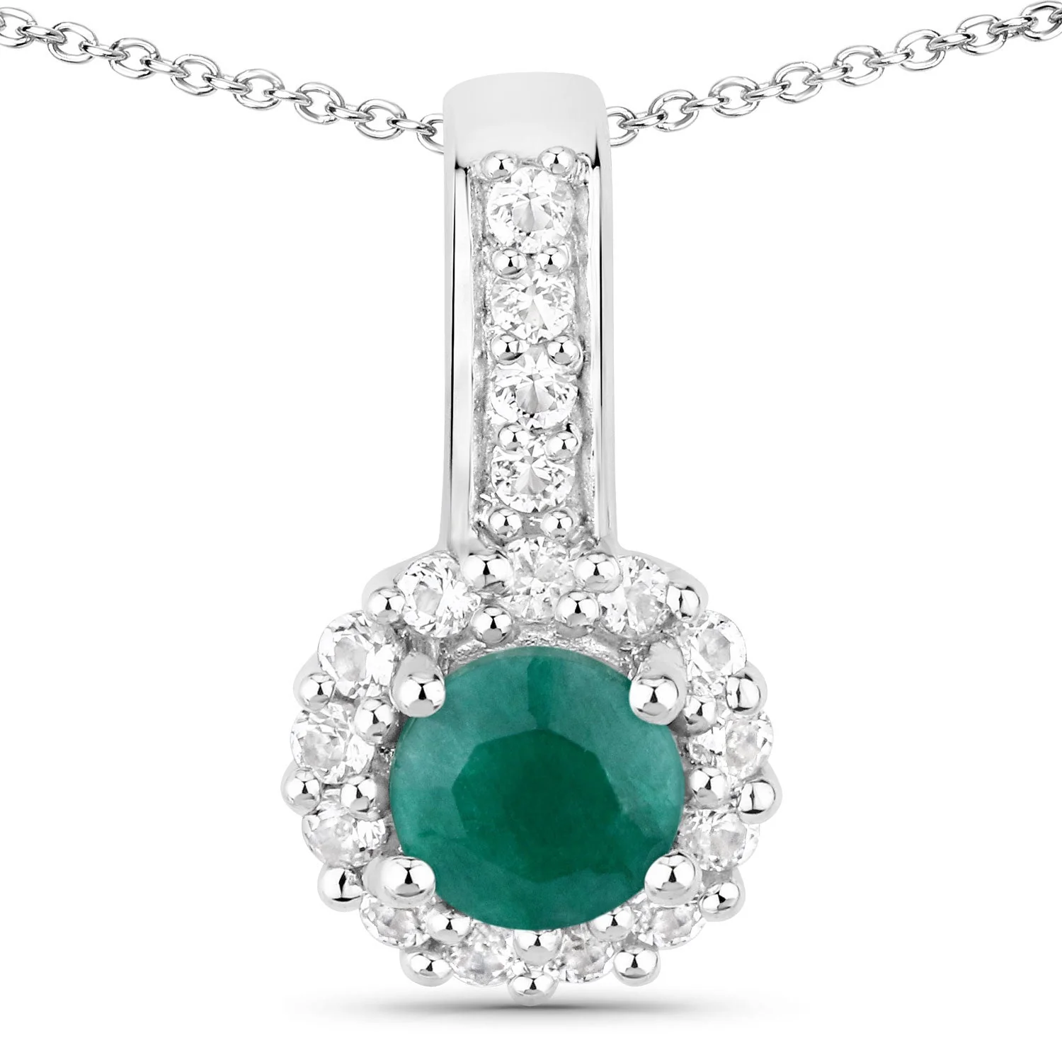1.81 Carat Dyed Emerald and White Topaz .925 Sterling Silver Jewelry Set - Image 2