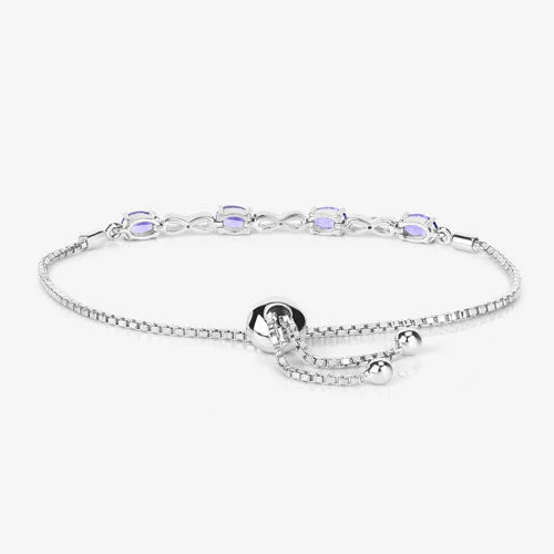 1.81 Carat Genuine Tanzanite and White Topaz .925 Sterling Silver Bracelet - Image 12