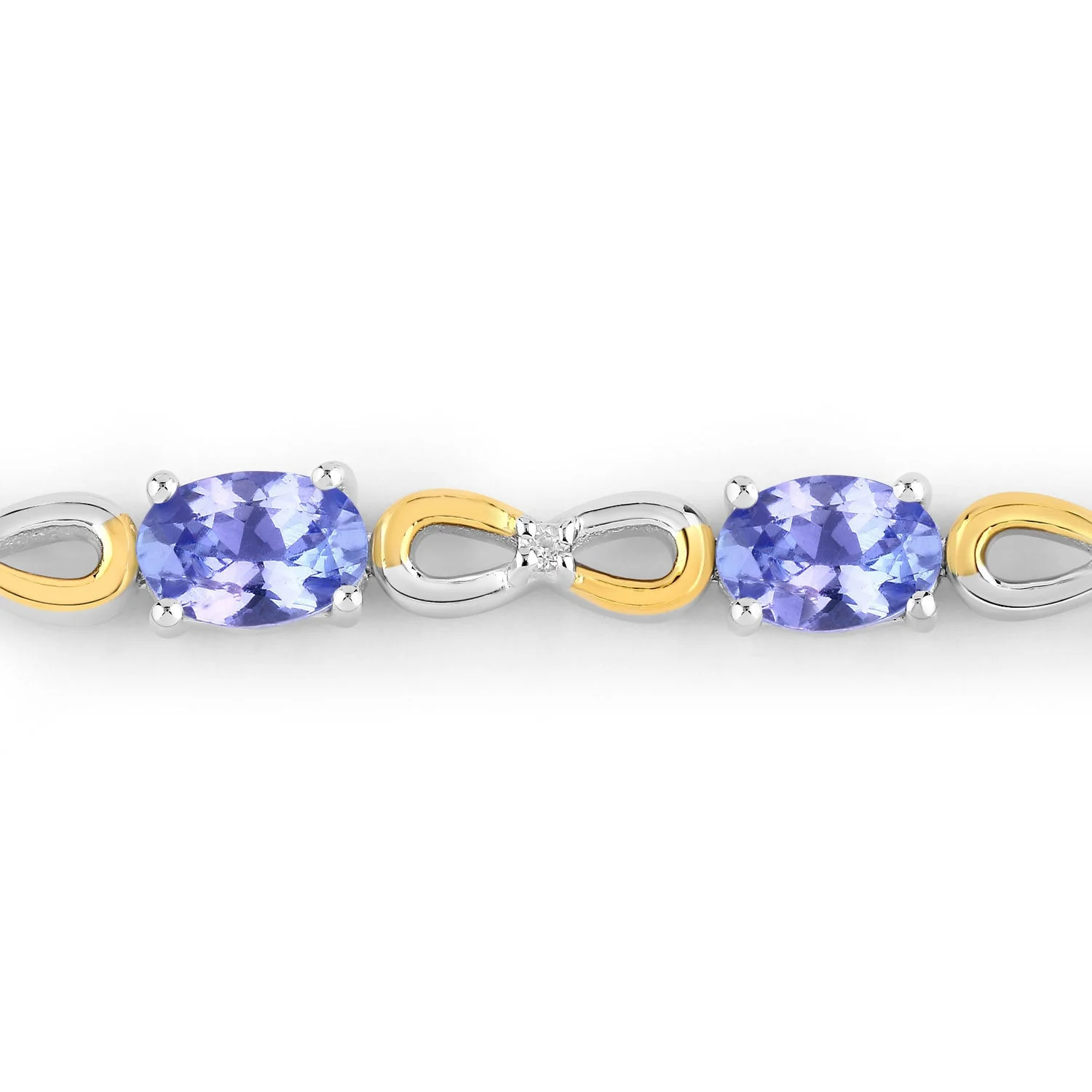 1.81 Carat Genuine Tanzanite and White Topaz .925 Sterling Silver Bracelet - Image 2