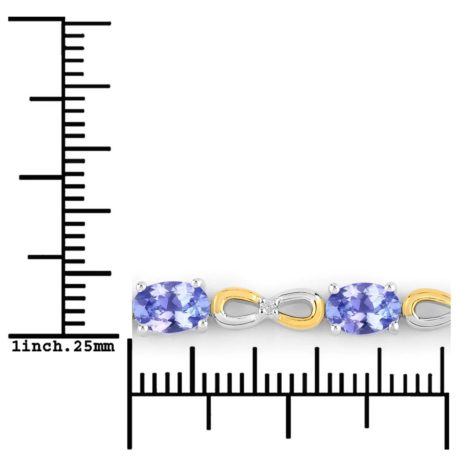 1.81 Carat Genuine Tanzanite and White Topaz .925 Sterling Silver Bracelet - Image 3