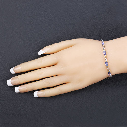 1.81 Carat Genuine Tanzanite and White Topaz .925 Sterling Silver Bracelet - Image 9