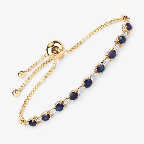 1.83 Carat Genuine Blue Sapphire and White Diamond .925 Sterling Silver Bracelet - Image 11