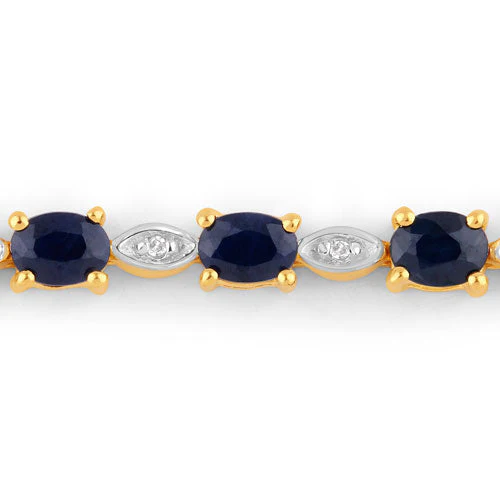 1.83 Carat Genuine Blue Sapphire and White Diamond .925 Sterling Silver Bracelet - Image 5