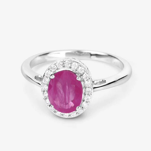 1.83 Carat Genuine Ruby and White Diamond 14K White Gold Ring - Image 9