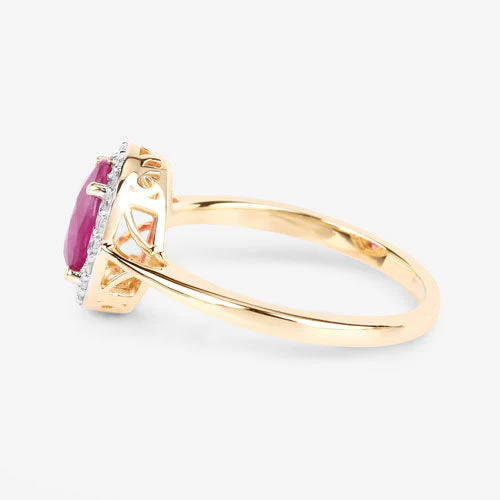 1.83 Carat Genuine Ruby and White Diamond 14K Yellow Gold Ring - Image 6
