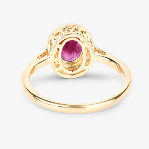 1.83 Carat Genuine Ruby and White Diamond 14K Yellow Gold Ring - Image 7