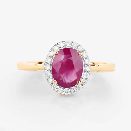 1.83 Carat Genuine Ruby and White Diamond 14K Yellow Gold Ring - Image 8