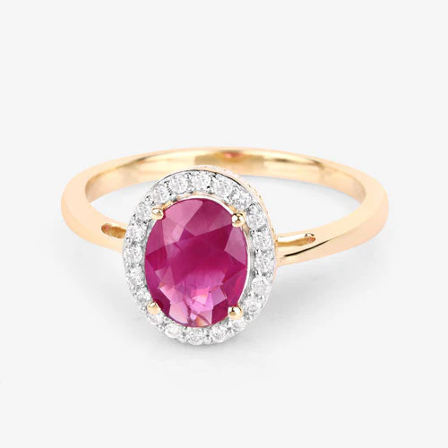 1.83 Carat Genuine Ruby and White Diamond 14K Yellow Gold Ring - Image 9