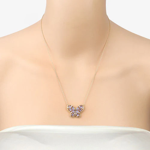 1.86 Carat Genuine Tanzanite and White Zircon .925 Sterling Silver Necklace - Image 10