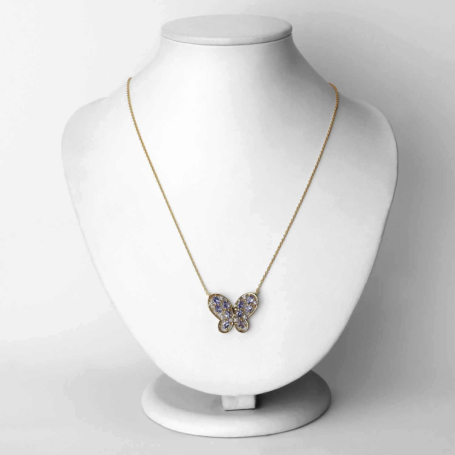 1.86 Carat Genuine Tanzanite and White Zircon .925 Sterling Silver Necklace - Image 2