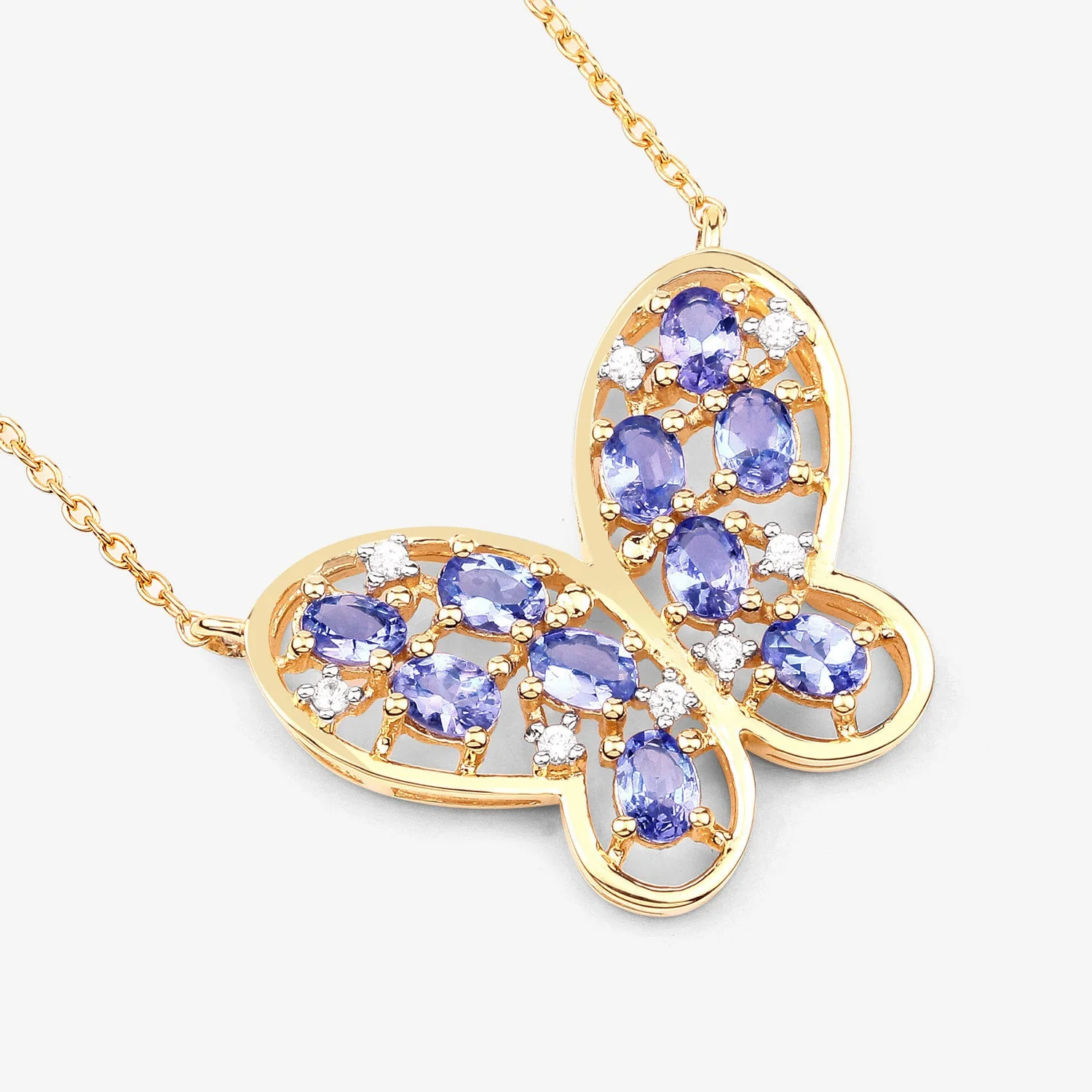 1.86 Carat Genuine Tanzanite and White Zircon .925 Sterling Silver Necklace - Image 4